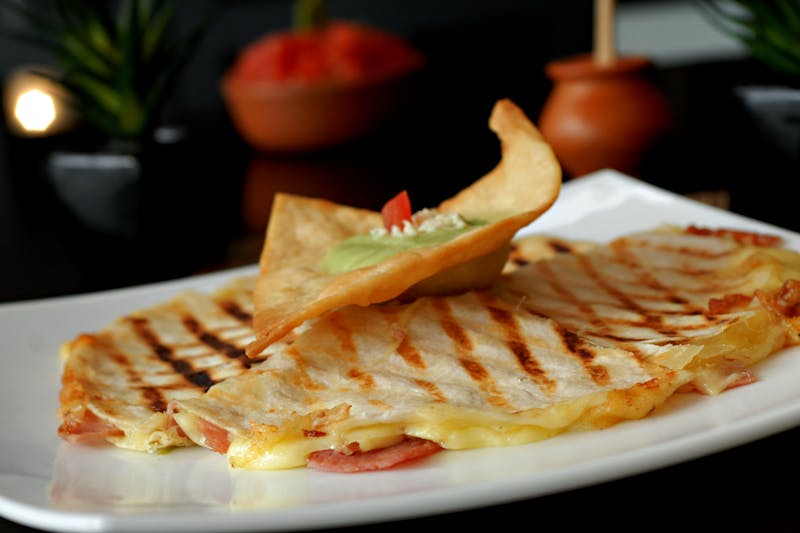 Chicken and Cheese Quesadilla grilled golden