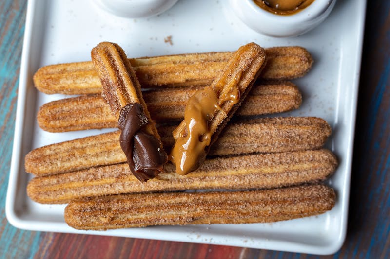 Churros with chocolate dipping sauce